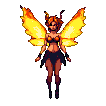Pixel Art: pixie is gently flapping with her fire wings (generated with AI by sandacz).