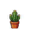 Pixel Art: set of different pot flowers