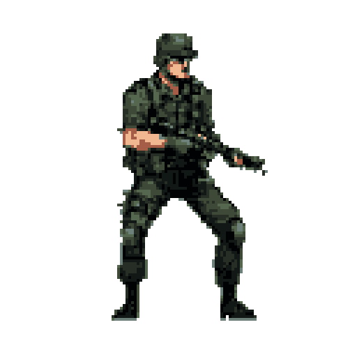Pixel Art: soldier sideview, idle animation (128x128_bgremoval_quant) (generated with AI by sandacz).