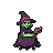 A witch with green skin and a pointed purple hat stirs a bubbling cauldron, releasing luminous green vapor.