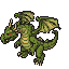 A green dragon in an isometric view, with unfurled wings and a fierce gaze. Its textured scales, sharp claws, and horns suggest power. Subtle posture shifts indicate readiness.