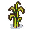 Stylized pixel art corn stalk swaying gently.