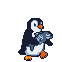Pixel Art: pinguin is walking with fish