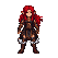 character is running fast right, 2d sideview, long red hair. wings on boots