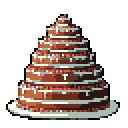 Pixel Art: girl in bikini coming out of the cake (64x64) (generated with AI by sandacz).