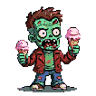 Pixel Art: zombie is eating ice cream (generated with AI by pixie.haus).