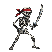 Pixel Art: skeleton cuts with sabre, attack loop animation