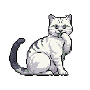 Pixel Art: he was licking his hand and his tail was moving playfully. (128x128) (generated with AI by Jorvehn Sprite).