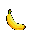 Pixel art banana, grapes, apple, orange, and pineapple.