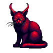Pixel Art: demon cat is waiting (generated with AI by sandacz).