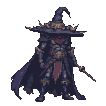 Pixel Art: mage is walking right, walk cycle