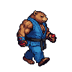 Muscular Bear Martial Artist Walks with Power