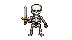 Pixel Art: skeleton is performing multi combo attack (2d sideview)