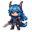 Ready to unleash some pixelated fury, this horned warrior is clearly about to ask, Did you really think that was a good idea?
