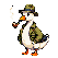 Pixel Art: Goose smoking a pipe (generated with AI by Alouka).