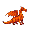 Orange dragon breathing fire