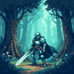 Pixel Art: idle animation of knight (generated with AI by sandacz).