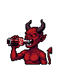 Fiery Demon Sips Soda: Retro Charm