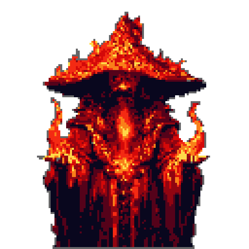 Pixel Art: fire mage is casting fire spells while shouting  (without_bg) (generated with AI by sandacz).
