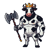 Muscular Cow King Ready to Battle with Axe
