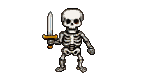 Pixel Art: skeleton is performing multi combo attack (2d sideview)