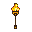 A solitary torch with a vibrant, flickering golden flame.