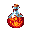This pixel art image showcases a vibrant potion bottle filled with swirling, fiery liquid, suggesting potent magic or power. The warm, energetic contents contrast beautifully with the cool glass, creating a captivating and nostalgic design.