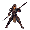 Pixel Art: character attacks with spear, 6 frame loop animation