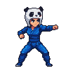 Panda Warrior Kick: Dynamic Blue Gi Martial Artist