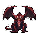 Pixel Art: The dragon is walking menacingly towards you. (generated with AI by Dreamshatter).