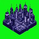 Pixel Art: Neon city with life inside (generated with AI by Alouka).