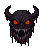 Collection of pixel art icons featuring a demonic head with red eyes, a shadowy amorphous entity with yellow eyes, and a decaying skull oozing green slime.