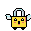 Yellow padlock with white wings flying upwards.