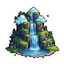 Pixel Art: waterfall animation (generated with AI by sandacz).