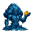 Pixel Art: evil water elemental is creeping and playing with yellow rub...