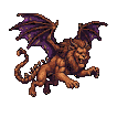 Pixel Art: manticore is flying (generated with AI by sandacz).