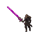 Armored warrior with a glowing magenta sword, facing left.