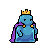 Joyful Crowned Slime Dances in Purple Cape