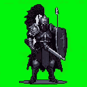 Pixel Art: fassa ele subindo em um cavalo (generated with AI by matador de dragoes).