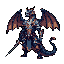 Pixel Art: make a humanoid dragon worrier attack (generated with AI by Farkryn Chimera).