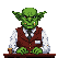 Pixel Art: goblin is counting golden coins (generated with AI by sandacz).