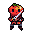 Character with a tomato for a head wielding a glinting katana in a dynamic sword fight.