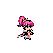 Character with pink ponytail lunges forward, poised for an attack.