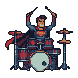 Pixel Art: character plays on drums