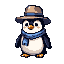 Pixel Art: pinguin is making few cute small jumps and then looks around (generated with AI by sandacz).