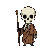 Skeletal figure in brown robes wielding a stick.