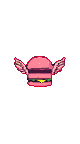 A pink hamburger with feathered wings in animated flight.