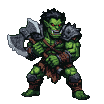 Pixel Art: orc berserker fighting stance