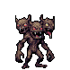 A hunched, three-headed monster with glowing red eyes and sharp teeth.