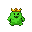 Pixel Art: green slime king is performing a happy dance